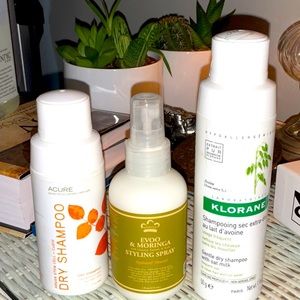 Dry Shampoo Lot: Acure & Klorane Dry Shampoo, Nubian Moringa Styling Spray